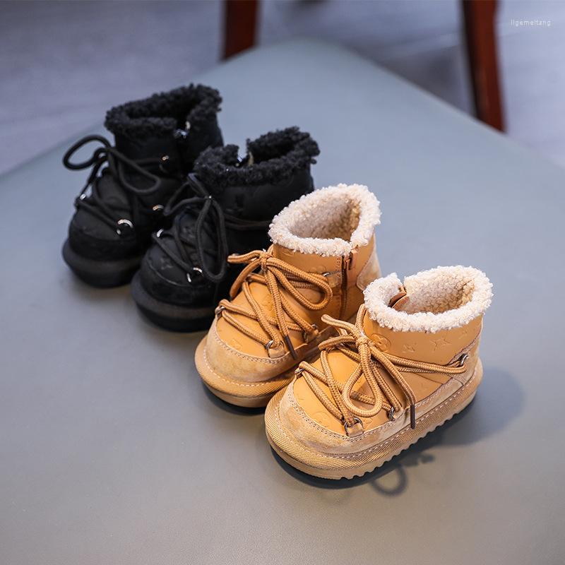 

Boots Baby Girls Boys Winter Warm Fur Snow Non-slip Bottom Thick Soft Sole Plush Lining Booties Toddler First Walkers Shoes, Brown