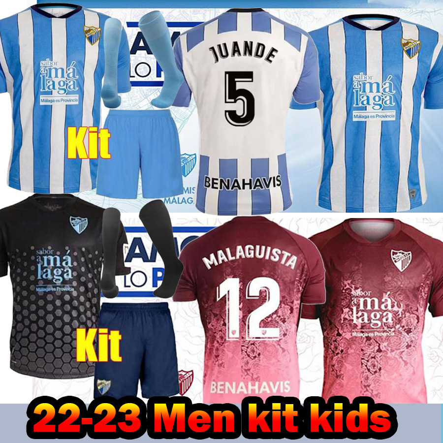 

22-23 Malaga Soccer Jerseys JAIRO Luis Munoz Juande Rivas JUANPI ADRIAN K. Bare camiseta 22/23 home away third men kit kids socks suit football shirt shorts Full sets, 22-23 third