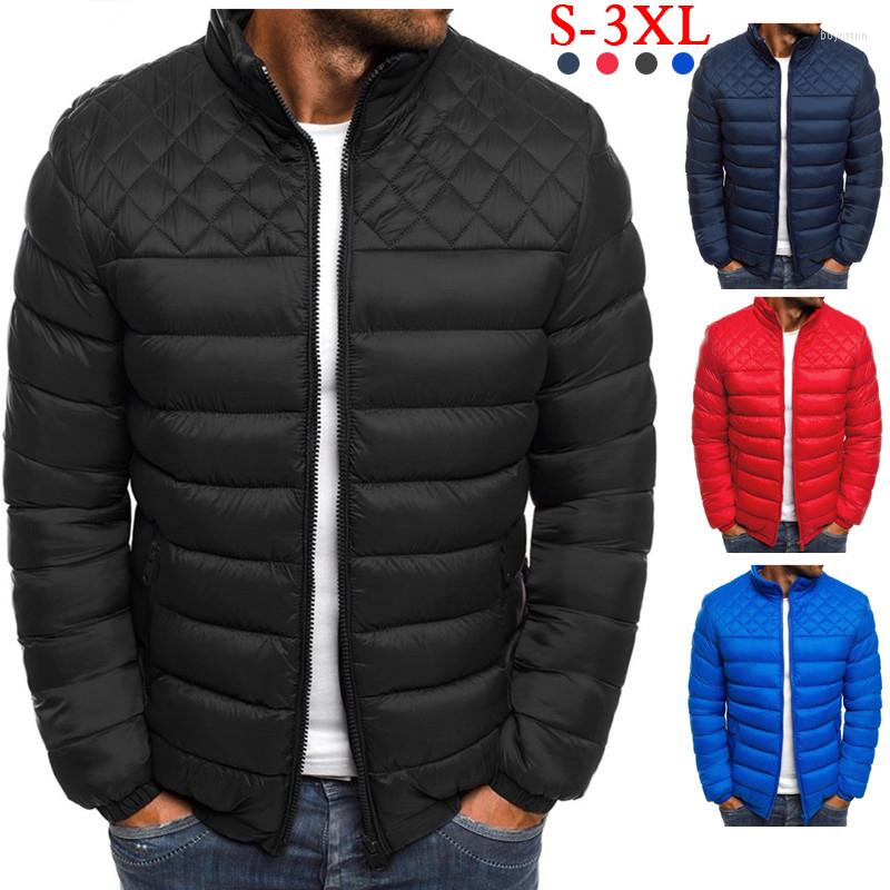 

Men' Down Stand Collar Jackets Winter Thick Outdoor Coats Warm Male Jacket Sports Zipper Overcoats Thermal Clothing, Black