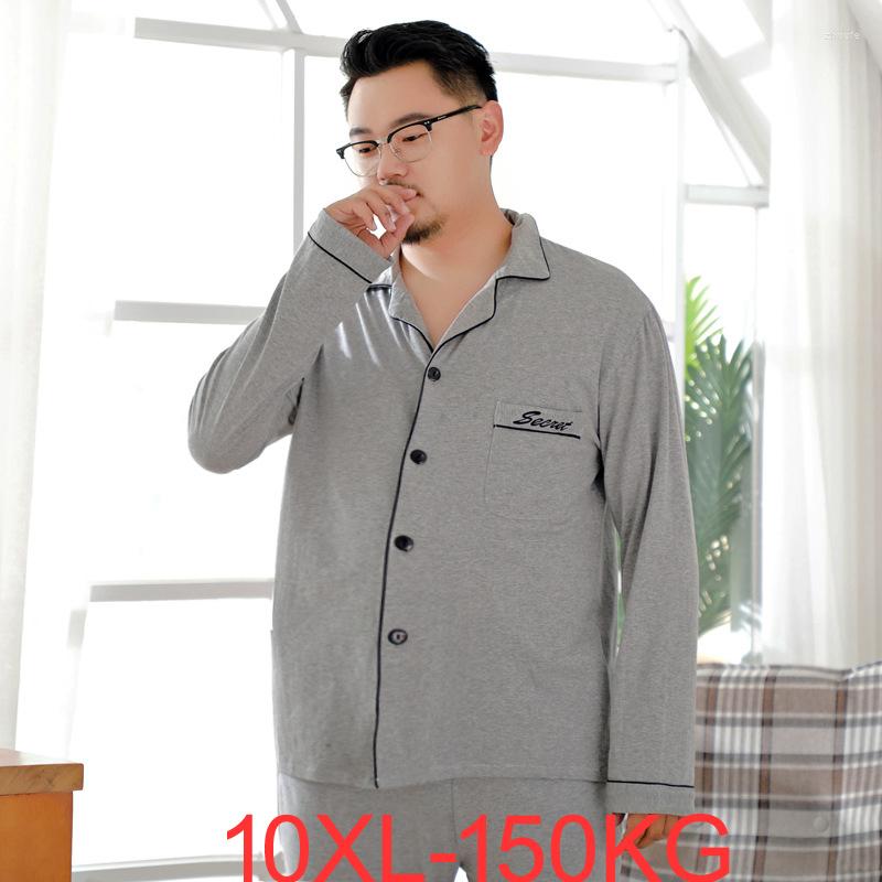 

Men's Sleepwear Spring Men Pajamas Sets Cotton Loose Home Large Size 8XL 9XL 10XL Pijamas Comfortable Oversize Homewear 150KG 60, Black