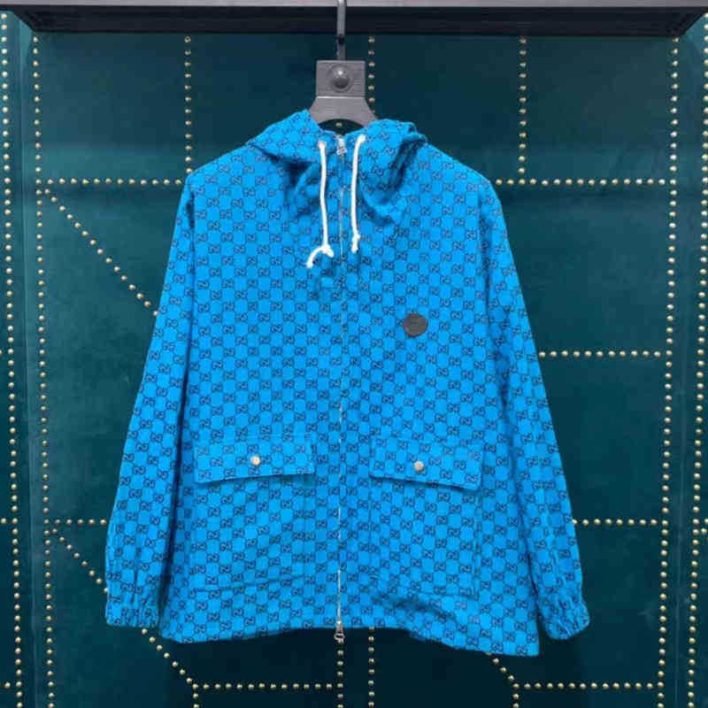 

High luxury brand 22 new fashion casual sports jacket men' and women' classic double g jacquard hooded loose and comfortable jacket, Brown