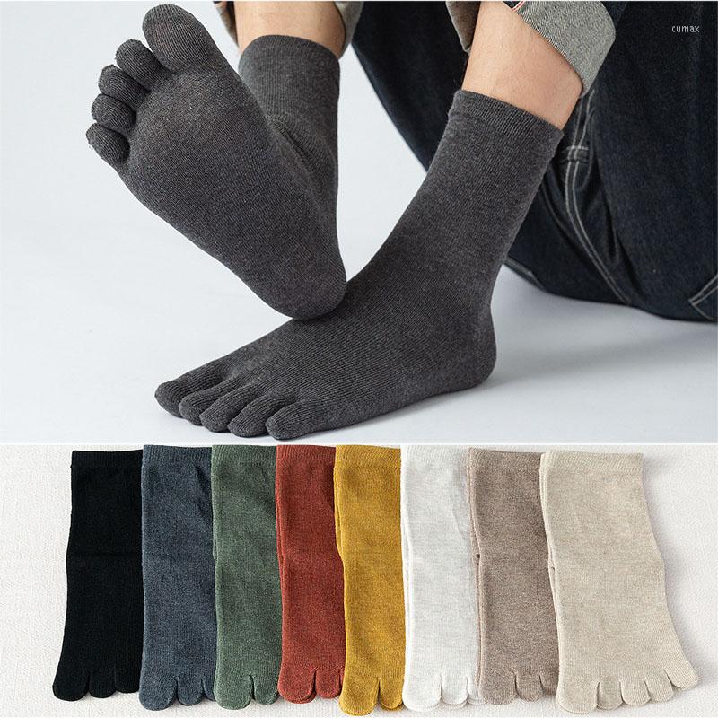 

Men's Socks 5 Pairs Japanese Harajuku Five Fingers Toe Mens Women Retro Cotton Business Sock Short Casual Crew With Toes No Heel, 5 pairs beige