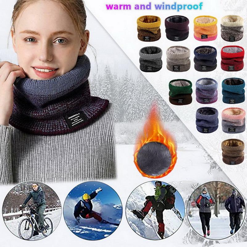 

Bandanas Winter Scarf For Men Fleece Ring Bandana Knitted Warm Solid Women Neck Warmer Thick Cashmere Handkerchief Ski Mask