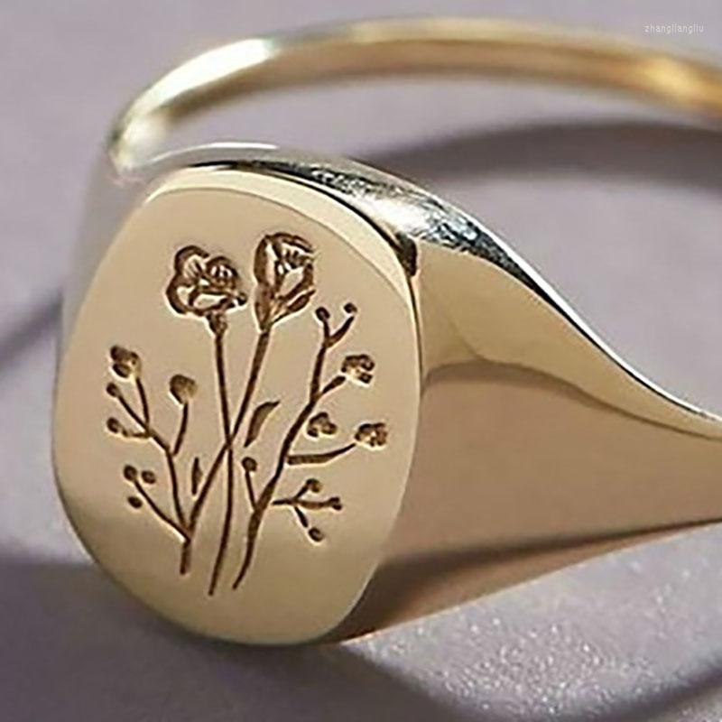

Wedding Rings Simple Rose Flower Ring Gold Plated Silver Elegant Women's Proposal Engagement Jewelry Accessory Size Us5-11