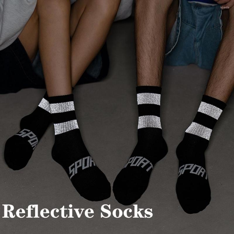 

Sports Socks Men Women Professional Night Reflective MTB Cycling Running Cossfit Riding Long Breathable Nylon Compression, Type c black
