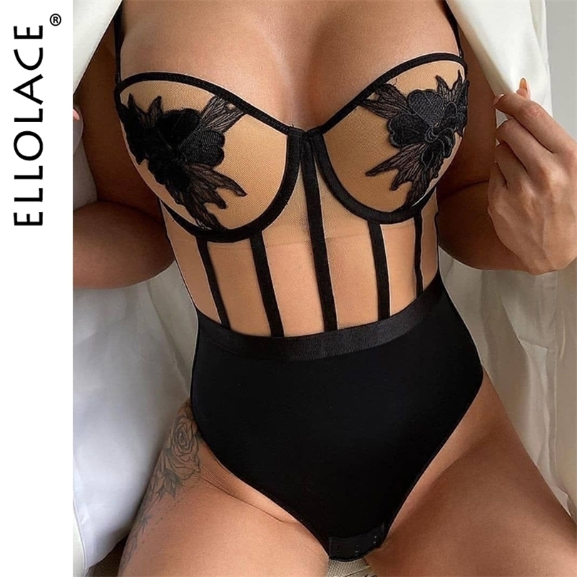 

Sexy Set Ellolace Womens Bodice See Through Lingerie Lace Body With Slit Sleeveless Patchwork Elegant Nude Women Naked Sexy Tops 221010, Black