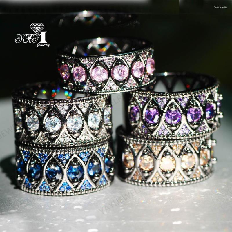 

Wedding Rings YaYI Jewelry Princess Cut 8.7 CT Multi Zircon Black Gold Filled Color Engagement Heart Girls Party Ring