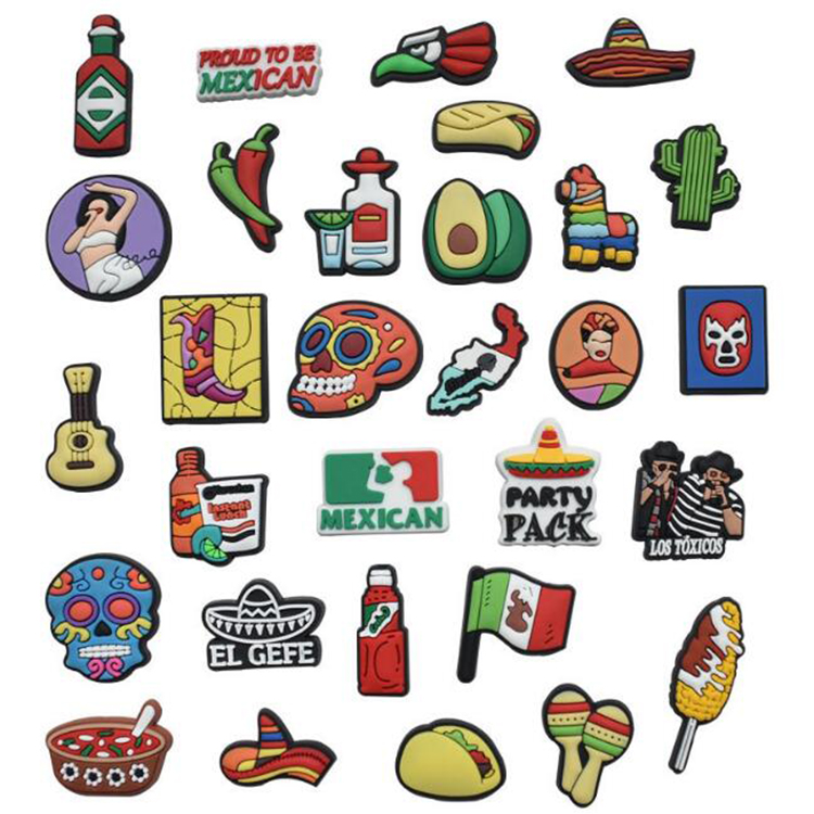 

wholesale pvc Soft rubber Mexican croc shoe charms Buckles accessories decorations for clog charms Halloween party supplies
