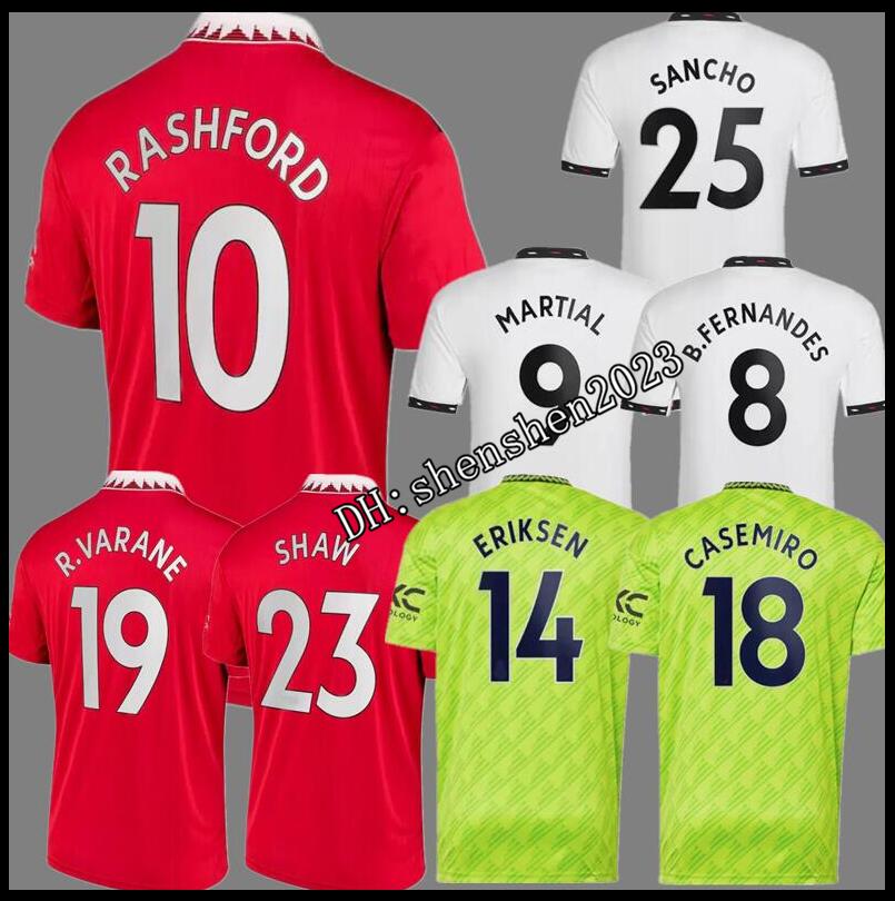 

22 23 ManchesterS soccer jersey Men's T-Shirts UNITED MAN UTD SANCHO RASHFORD ERIKSEN RONALDOs FERNANDES 2022 football shirt Fans player version Men kit, 22 23 third epl