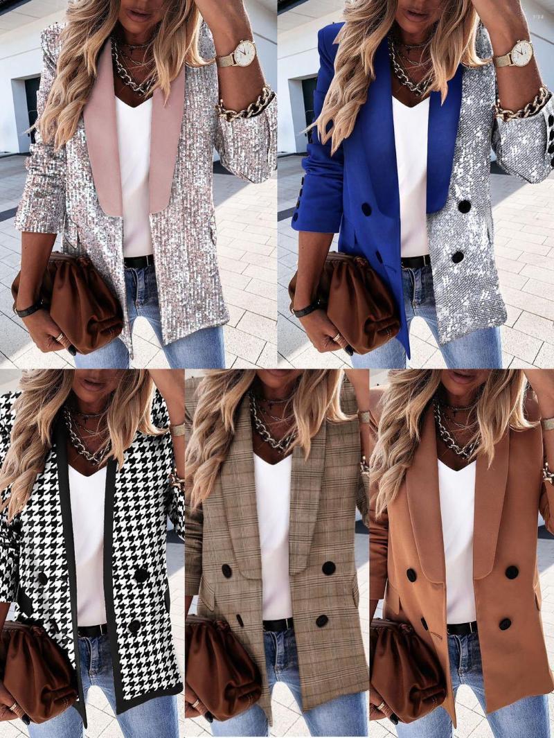 

Women' Suits Women' Sequin Blazer Fashion Elegant Single Button Jacket Basic Coat Club Fall Clothes
