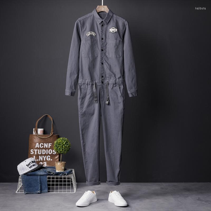 

Men's Pants Vintage Washed Men's Gray Long Sleeve Full Length Overalls Safari Style Trousers F39
