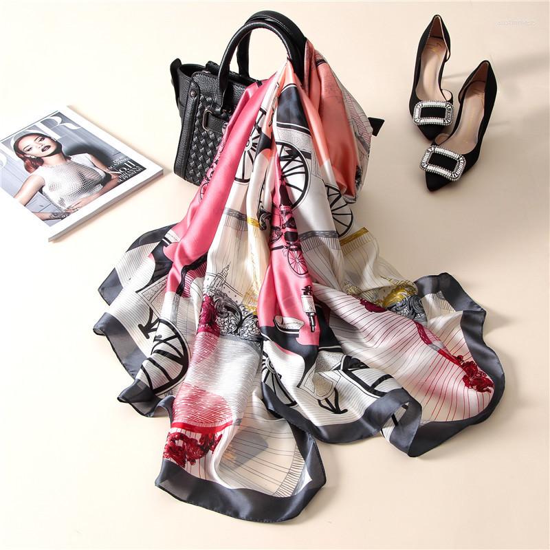 

Scarves European And American Fashion Carriage Printing Scarf Women's Long Sunscreen Silk Elegant Atmosphere Warm Neck Shawl