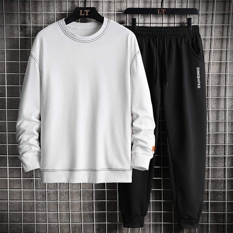 

Mens Tracksuits Mens Casual Sets Autumn Mens Sportswear Tracksuits Fleece HoodiesPants 2PCS Set Hip Hop Streetwear Loose Sweatsuit 221010, Black fks8801