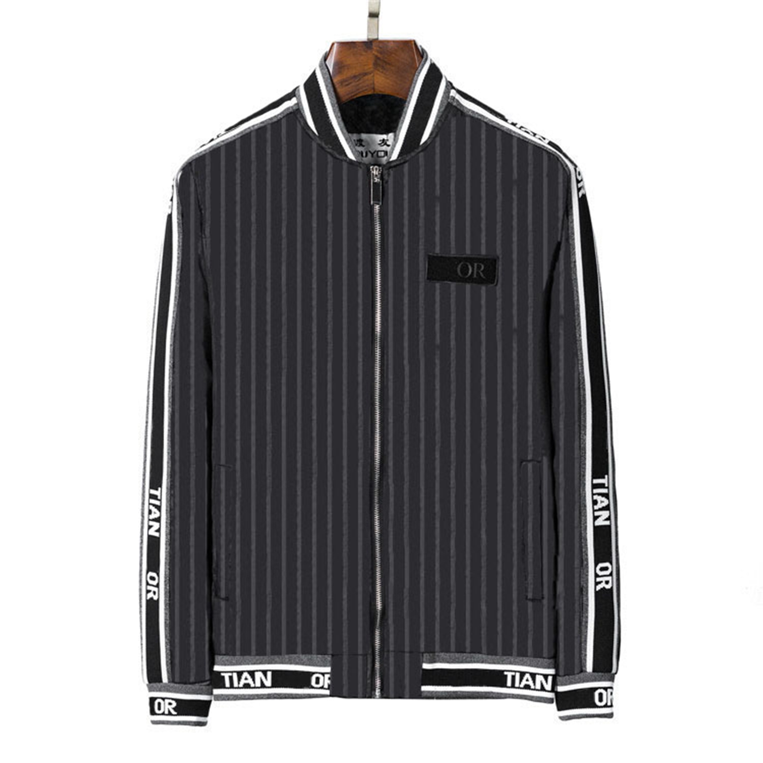 

Mens Jackets thin Windbreaker Zip Hooded Stripe Outerwear Quality Hip Hop Designer Coats Armband Fashion Spring and Autumn Parkas Size -3XL 87604, As picture