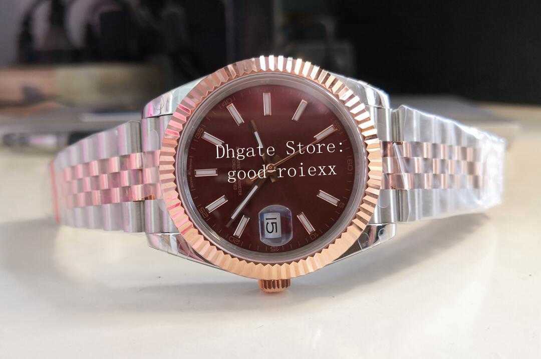 

12 Style 41mm Watches Men's Everose Rose Gold Jubilee Bracelet Mens BP Factory Chocolate Brown 126331 Wimbledon Crystal Luminous Glass Watch