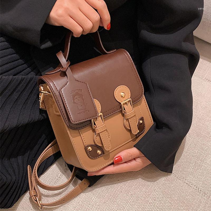 

Evening Bags Vintage Patchwork Small Tote Women's Handbags Luxury Design Pu Leather Female Shoulder Crossbody Bag Simple Ladies Travel, Beige