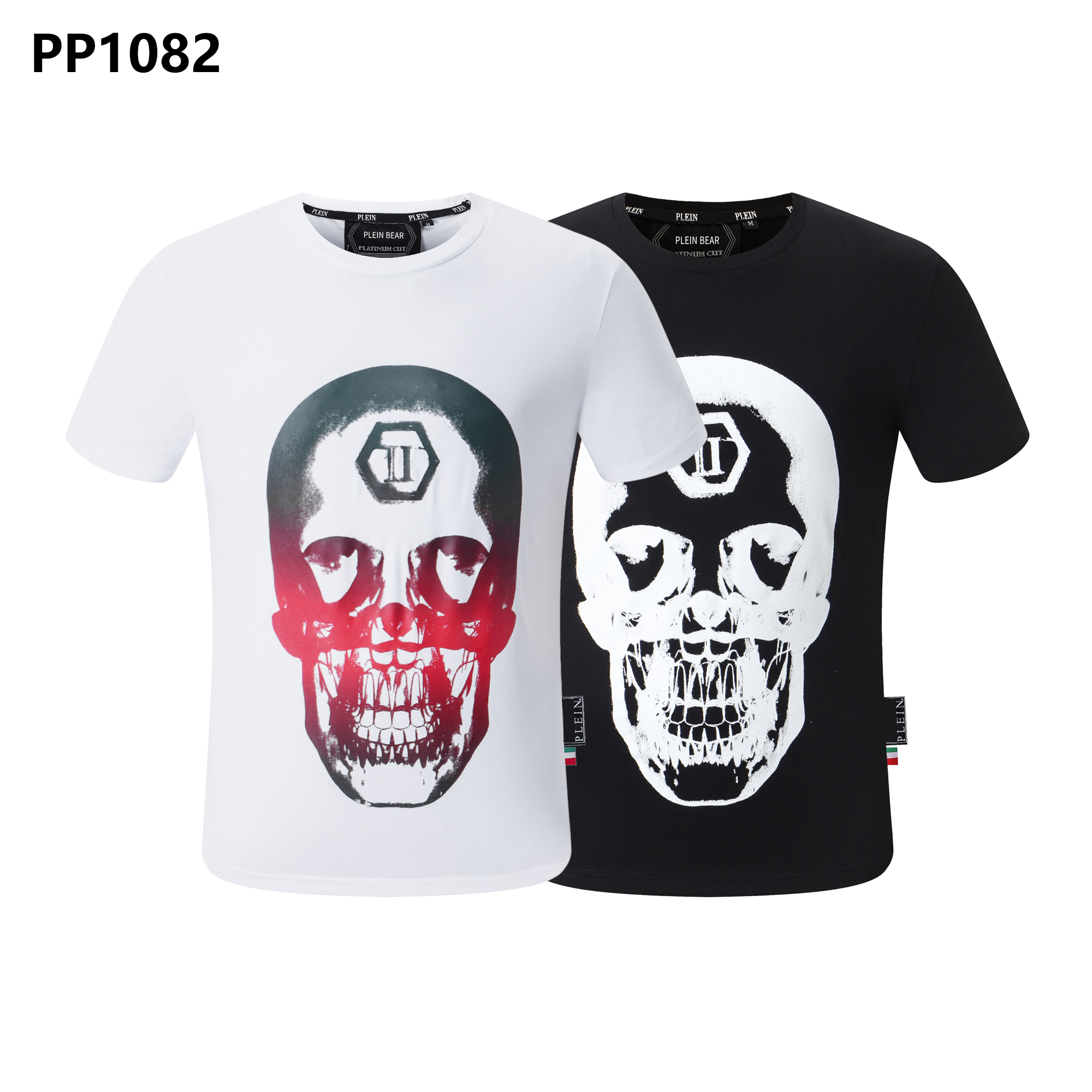 

PLEIN BEAR T SHIRT Mens Designer Tshirts Brand Clothing Rhinestone PP Skull Men T-SHIRT ROUND NECK SS STONES Classical Hip Hop Streetwear Tshirt Top Tees PB 160669, Black