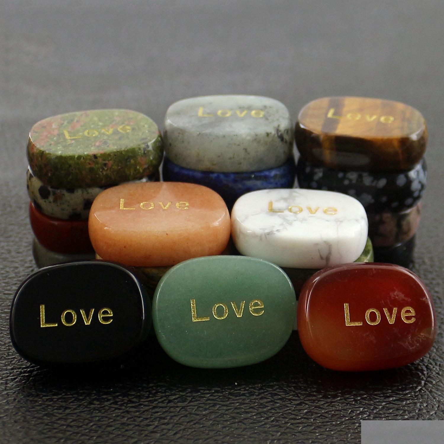 

Stone Healing Crystal Reiki Love Symbol Natural Stone Oval Piece Thanksgiving Decoration Aura Guardian Pendum Artware Charm Divinatio Dhbae