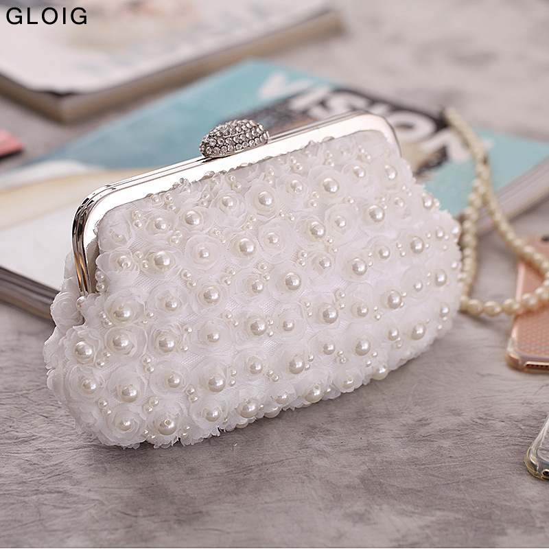 

Evening Bags Beaded Women Clutch Party Wedding Chain Shoulder Handbags Diamonds Metal Rose Vintage Evening Bags 221010, Ym1008white