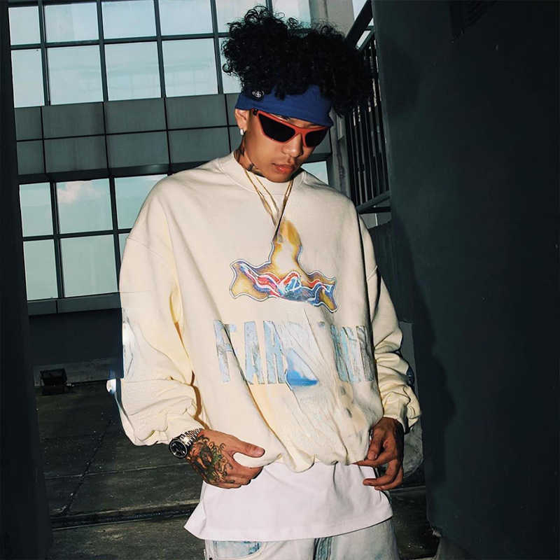 

Women's Hoodies Sweatshirts branded FOG Cross Fashion Style American High Street Fashion Brand Couple Plush Crew Neck Sweater Male, Creamy-white