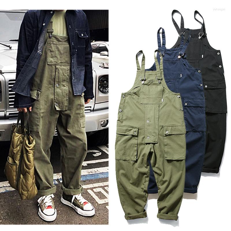 

Men' Pants Jumpsuit Vintage Men' Bib Overalls Cotton Work Trousers Casual Cargo H7, Black