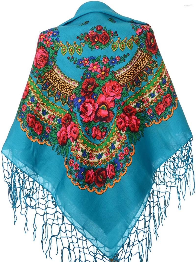 

Scarves Women's Traditional Scarf Fringed Neck Head Retro Floral Printing Babushka Big Square Russia Bandana Headpiece