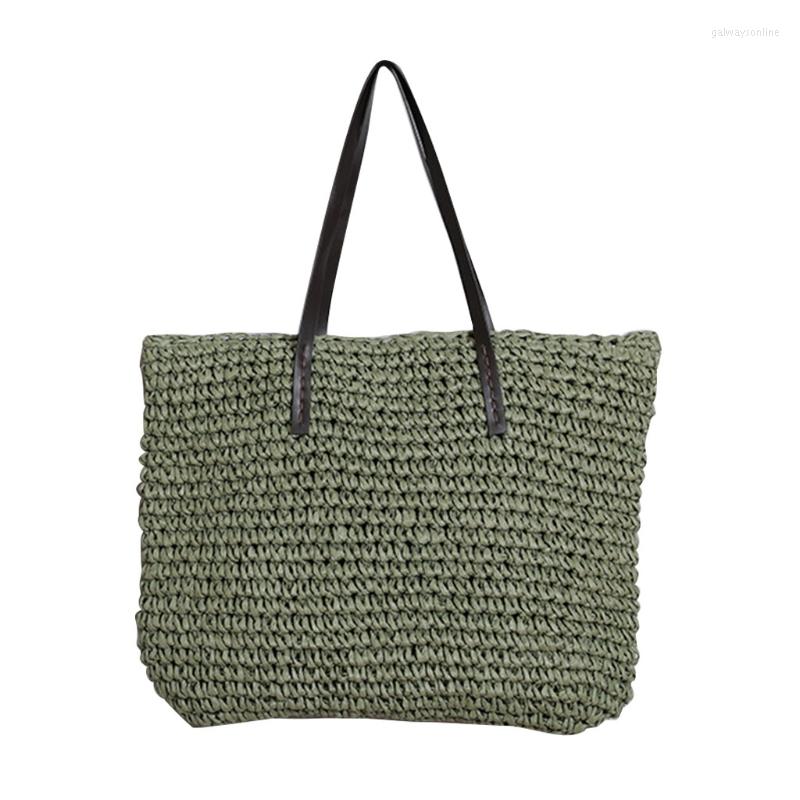 

Duffel Bags Women Woven Straw Large Capacity Tote Bag Zipper Single Shoulder Handbag Purse, Bg