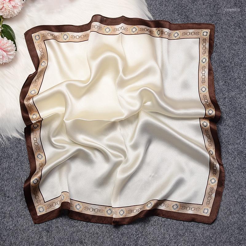 

Scarves Solid Color 53CM Small Square Female Simple Style Decorative Silk Scarf All-Match Stewardess Mulberry Neck Gaiter Shawl