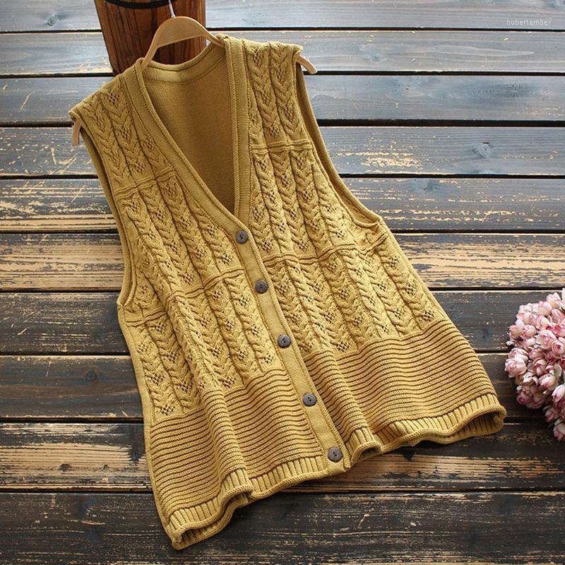 

Women's Vests Spring Autumn Women Korean Solid Cotton Loose Knitted Sweater Vest V-Neck Knitting Sleeveless All-match Waistcoat 2022 Y724, Xing