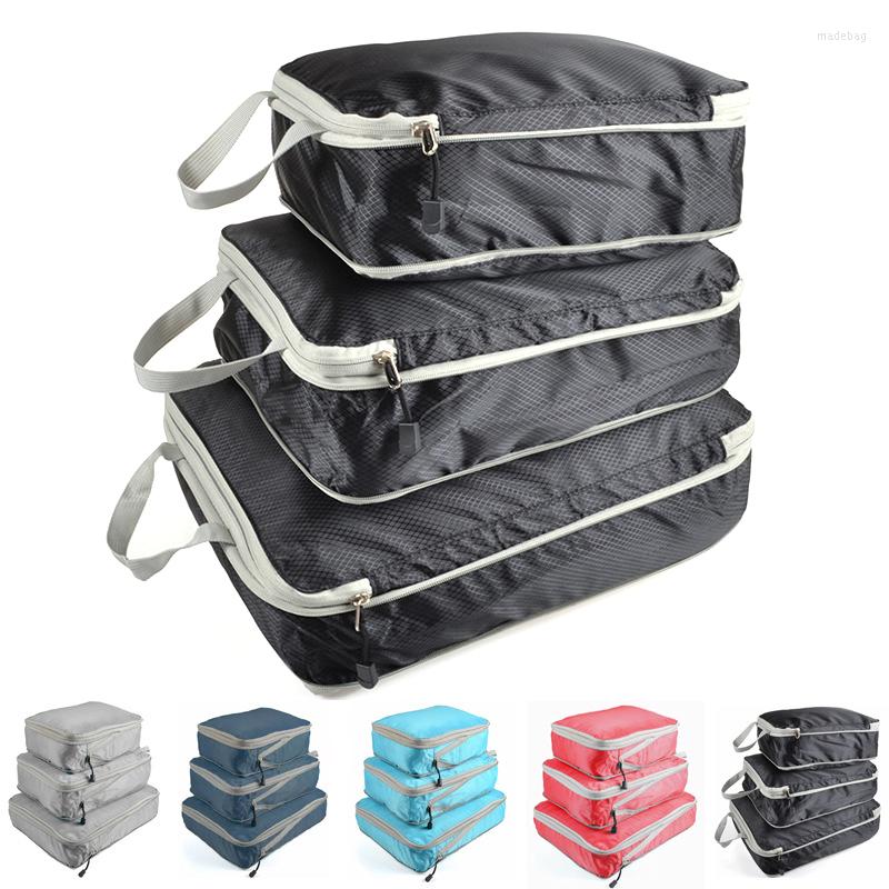 

Storage Bags Travel Bag Compressible Packing Cubes Foldable Waterproof Suitcase Nylon Portable With Handbag Luggage Organizer