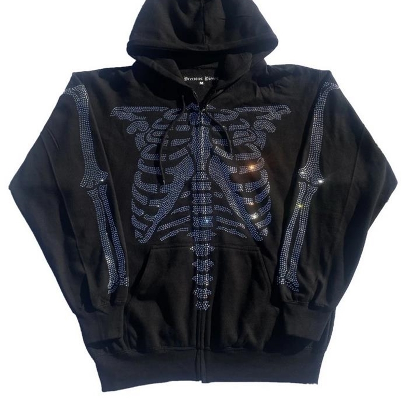 

Women's Hoodies Sweatshirts Skull Head Hoodie Sweatshirt Loose Hooded Jacket Pattern Zipper Autumn Casual Tops 221010