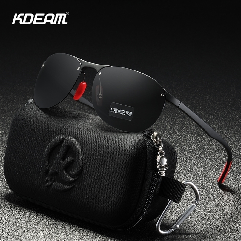 

Sunglasses KDEAM Rimless Oval Men's Polarized TR90 Material Frame TAC Polarization Lense Soft Rubber Foot Cover 221010