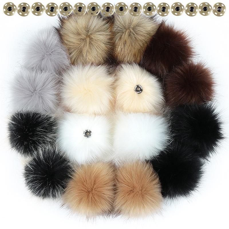 

Berets 10 12 15cm False Hairball Hat Ball Pom DIY Wholesale Cap Accessories Multicolor Faux Fur PomPom With Buckle, 11