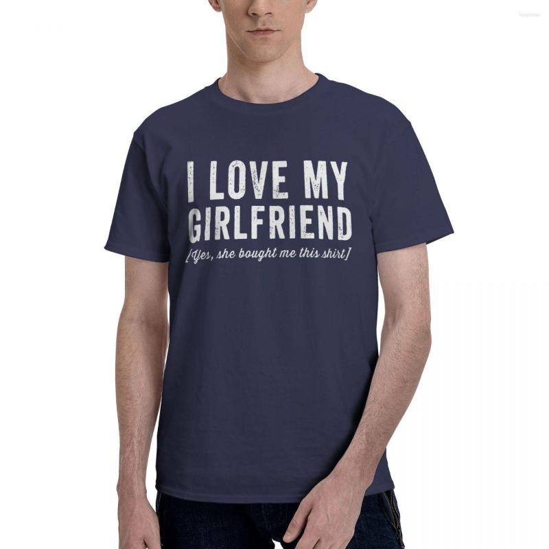 

Men' T Shirts I Love My Girlfriend Yes She Bought Me This Shirt Leisure Tees Short Sleeve Crewneck T-Shirt Cotton Party Clothing, Beige