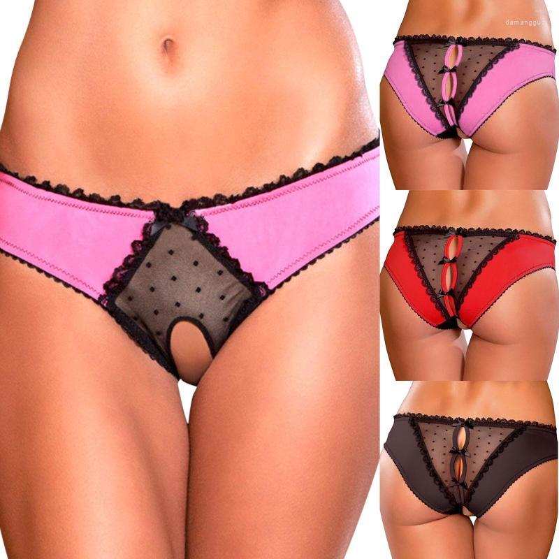 

Women's Panties Women's 2022 Women Back Open Crotch Sexy Lace Low Waist Underwear G-strings Thongs Tangas Ladys Exotic Lingeries, Black