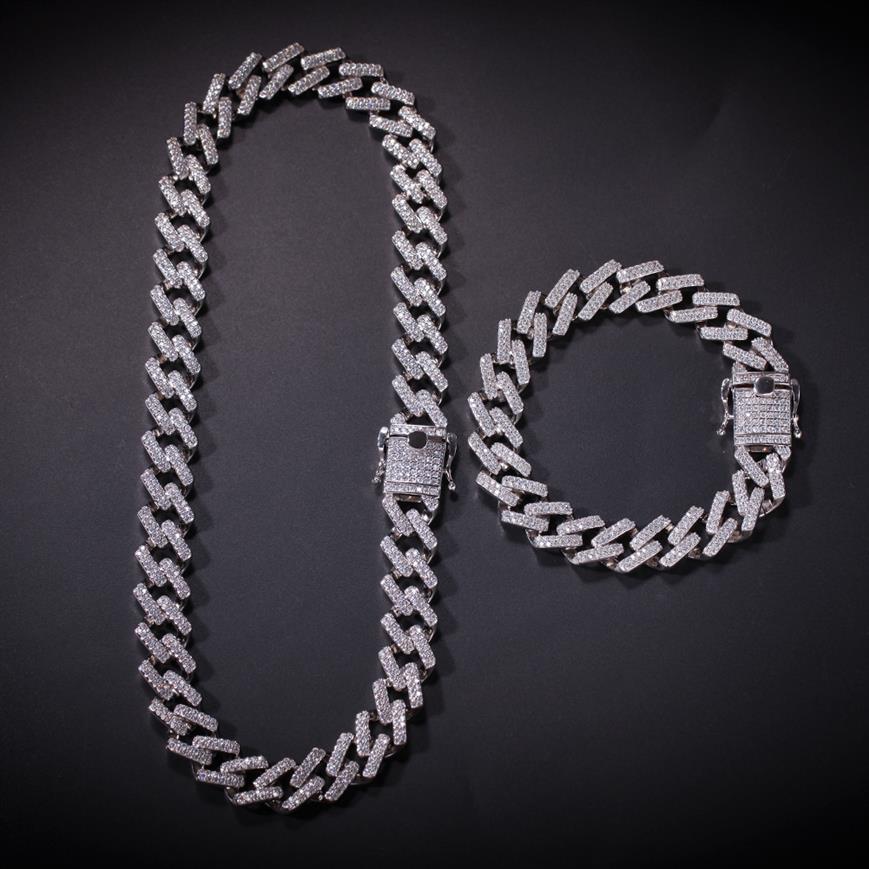 

Hip hop Necklace Strip Miami Cuban Chain Zircon-studded Hip-Hop Necklace for Men European and American Accessories290B