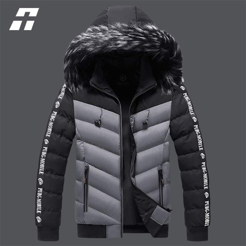 

Mens Down Parkas Winter Jacket Men Fur Collar Hooded Thick Warm Cotton Outwear Man Patchwork Parka and Coats Windbreaker Parkas Male M5XL 221010, Hq209gray