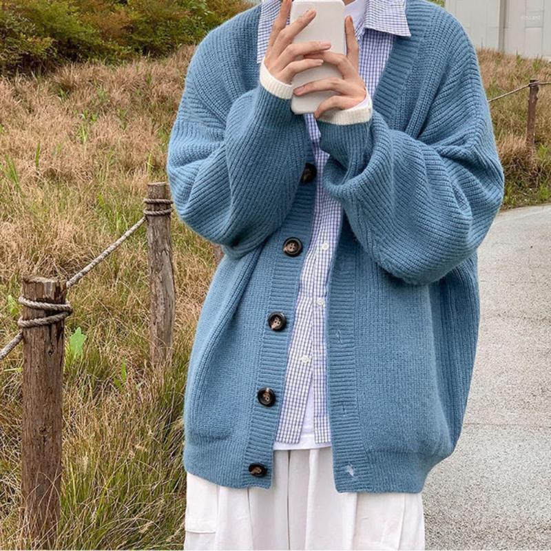 

Men's Sweaters Chic Pure Color Elastic Winter Sweater Coat Loose Warm, Black