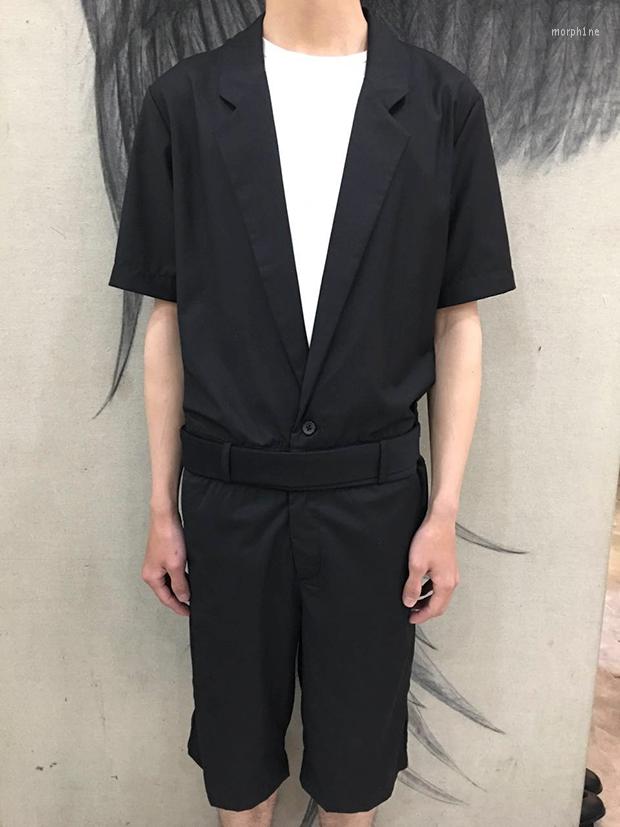 

Men's Pants 2022 Men's Clothing Fashion One Piece Capris Original Design Half Sleeve Western-style Trousers Large-neck Singer Costumes, Black