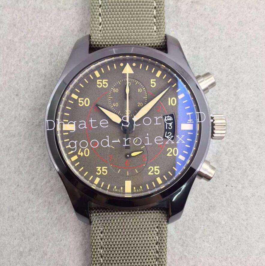 

Top Men's Automatic Eta 7750 Chronograph Stopwatch Mens Watch Men Ceramic Case Date Titanium 388002 Leather Fabric Sport Watches ZF Factory