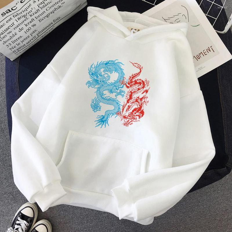 

Women' Hoodies Women Oversized Dragon Print Streetwear Tops Winter Sweatshirt Harajuku KawaiiHooded Pullovers Plus Size Female, White-s