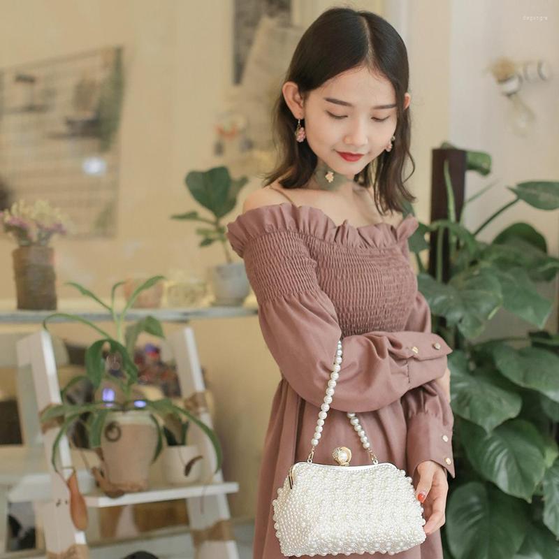 

Cosmetic Bags Boutique Recommended Fashion Pearl Evening Bag Ladies Net Celebrity Dress Clutch, White