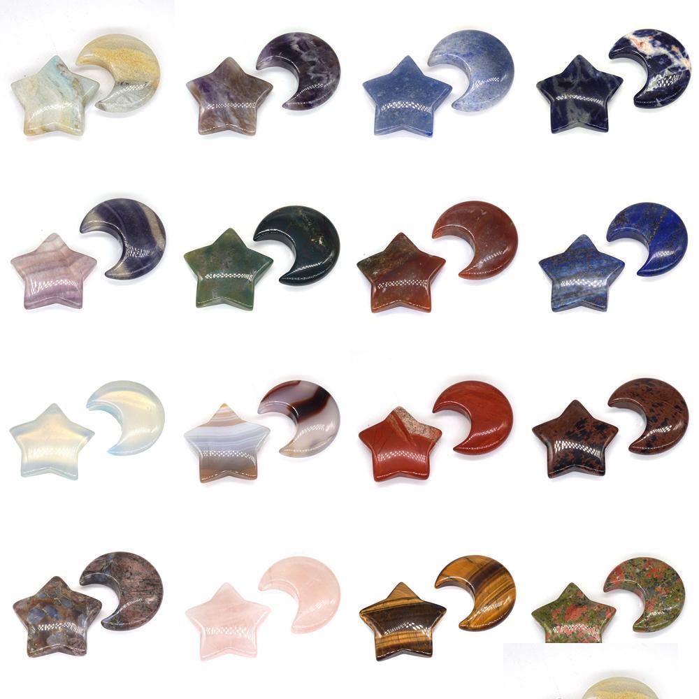 

Stone Natural Quartz Moon And Star Shaped Statues Crystals Stone Mascot Meditation Healing Reiki Gemstone Gift Room Decor Drop Delive Dhn5D