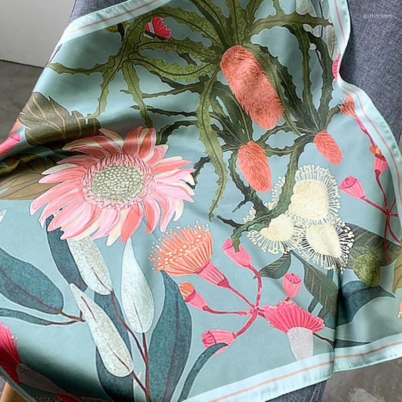 

Scarves 2022 Fashion Western Small Silk Scarf Simulation Decoration Hand-painted Printing Professional Dual-purpose Shawl