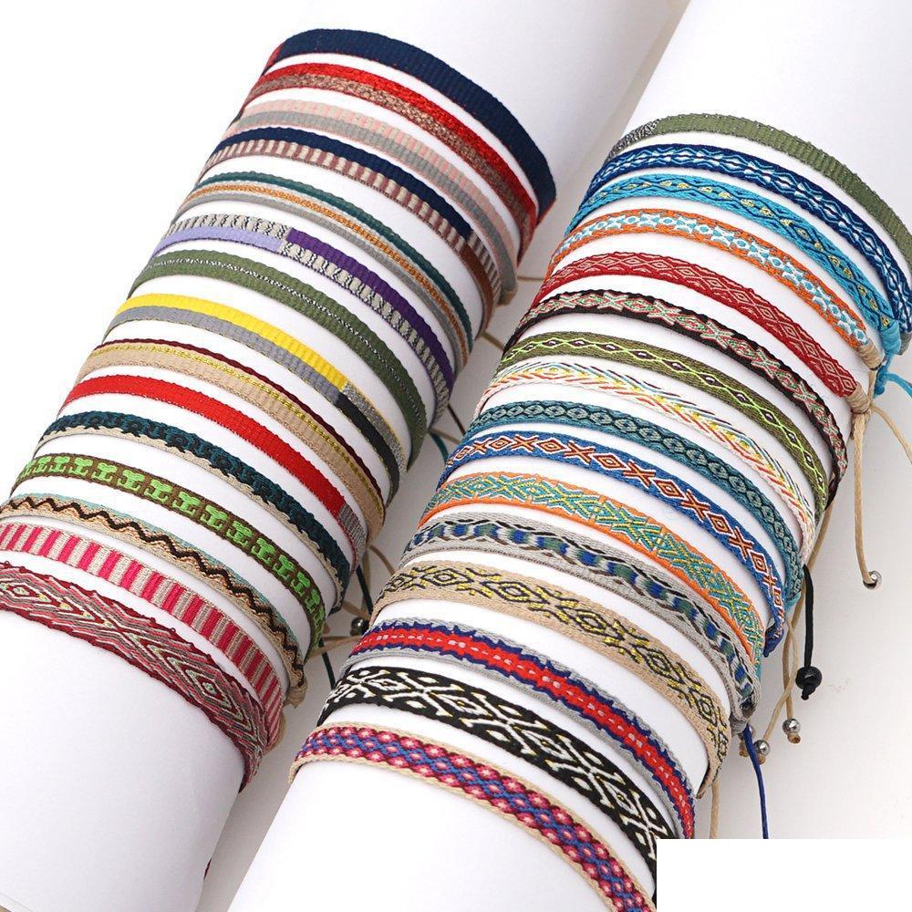 

Charm Bracelets Bohemian Braided Bracelets Hand Woven Rope Chain Adjustable Ethnic Charm Bangle For Women Girl Fashion Jewelry Gift Dhbvv