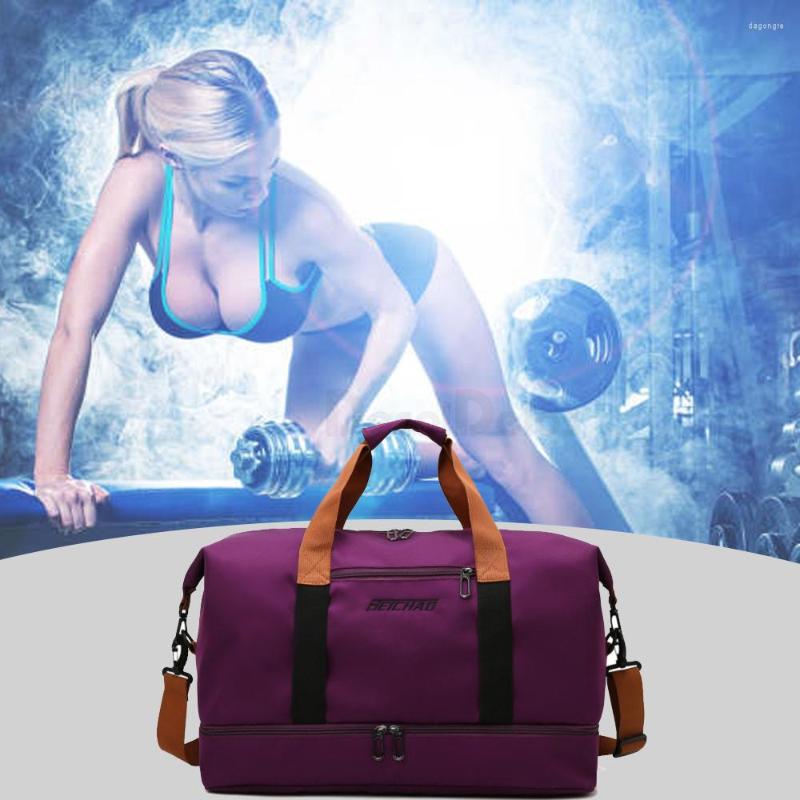 

Duffel Bags Travel For Women Large Capacity Men's Sports Bag Waterproof Weekend Sac Voyage Female Messenger Dry And Wet B004, Purple