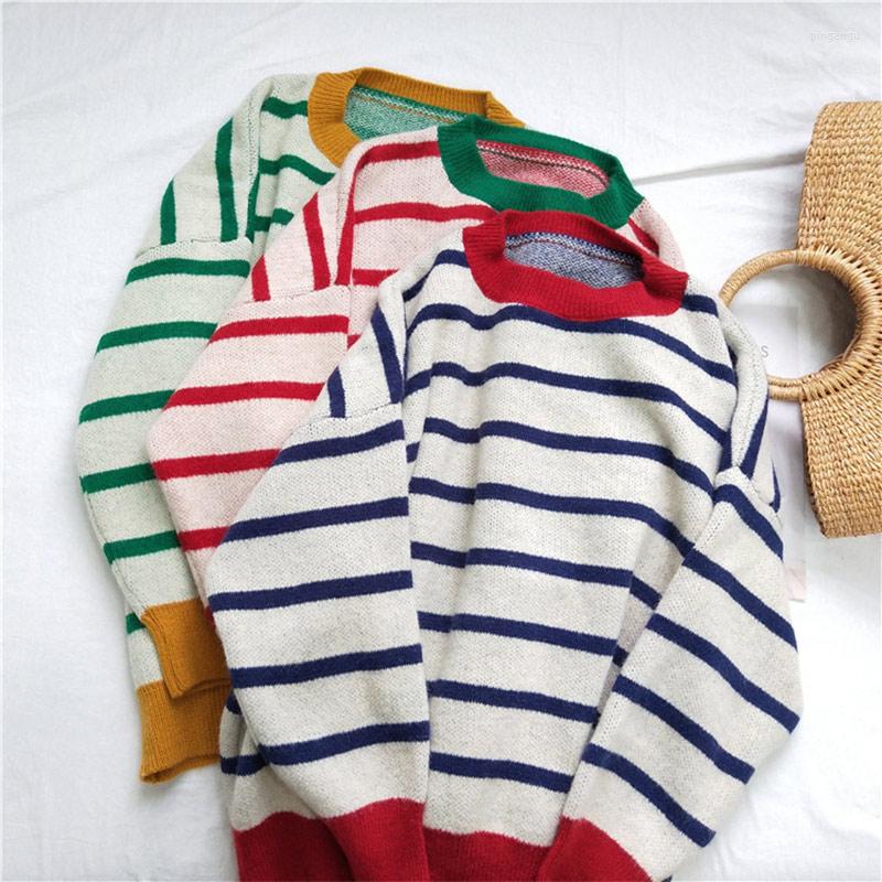 

Women's Sweaters Striped Knitted Cashmere Pullover Women Sweater Oversized O-neck Long Sleeve Knit Jumper Female 2022 Autumn Lady Warm, Yellow