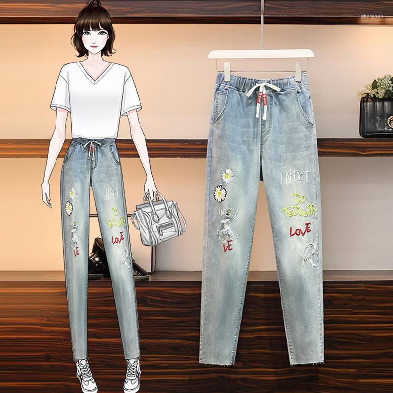 

Women's Jeans Plus Size Boyfriend For Women Casual Vintage High Waist Denim Harem Pants Elastic Femme Y2k, Photo color