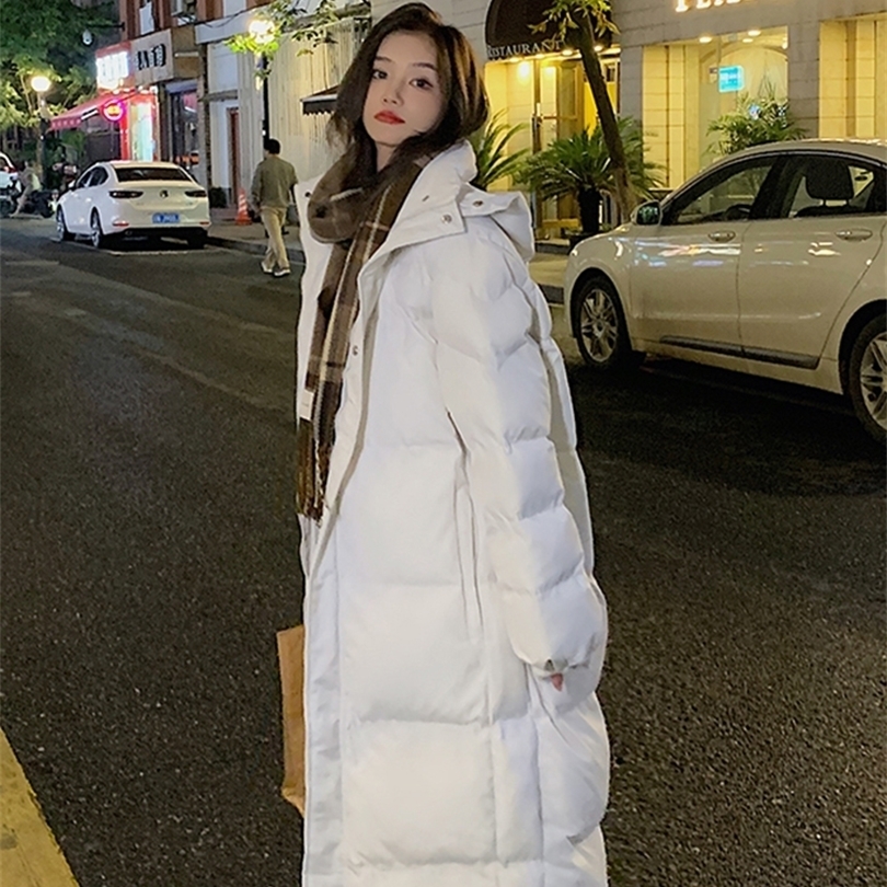 

Womens Down Parkas Circyy Winter Jacket Women XLong Coat Korean Style Black Outwears Casual Fashion Thermal Clothing Female Simple Warm 221010, White