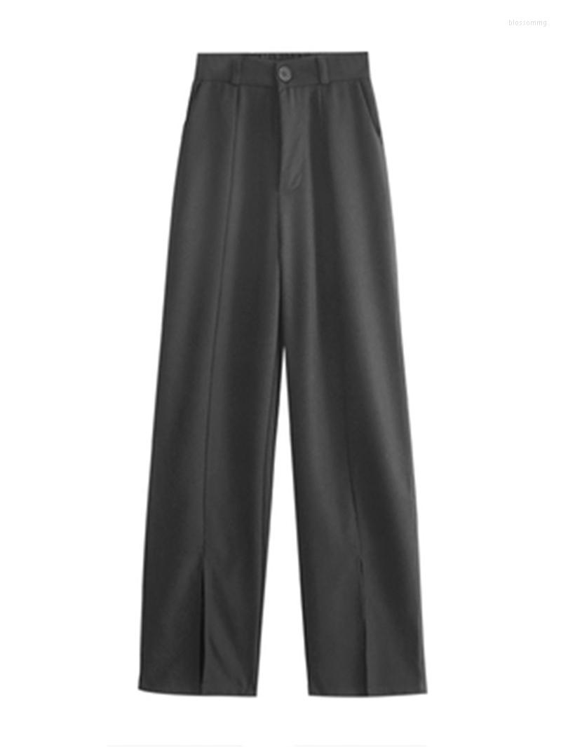 

Women' Pants Summer Women' Trousers Ice Silk Female Wide Legs Casual Loose Lady Spring Autumn Streetwear Splitted, Black